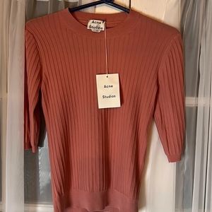 Acne Studio IZA Rib Knit Cotton Blend Sweater Women’s XS Pink X-Small